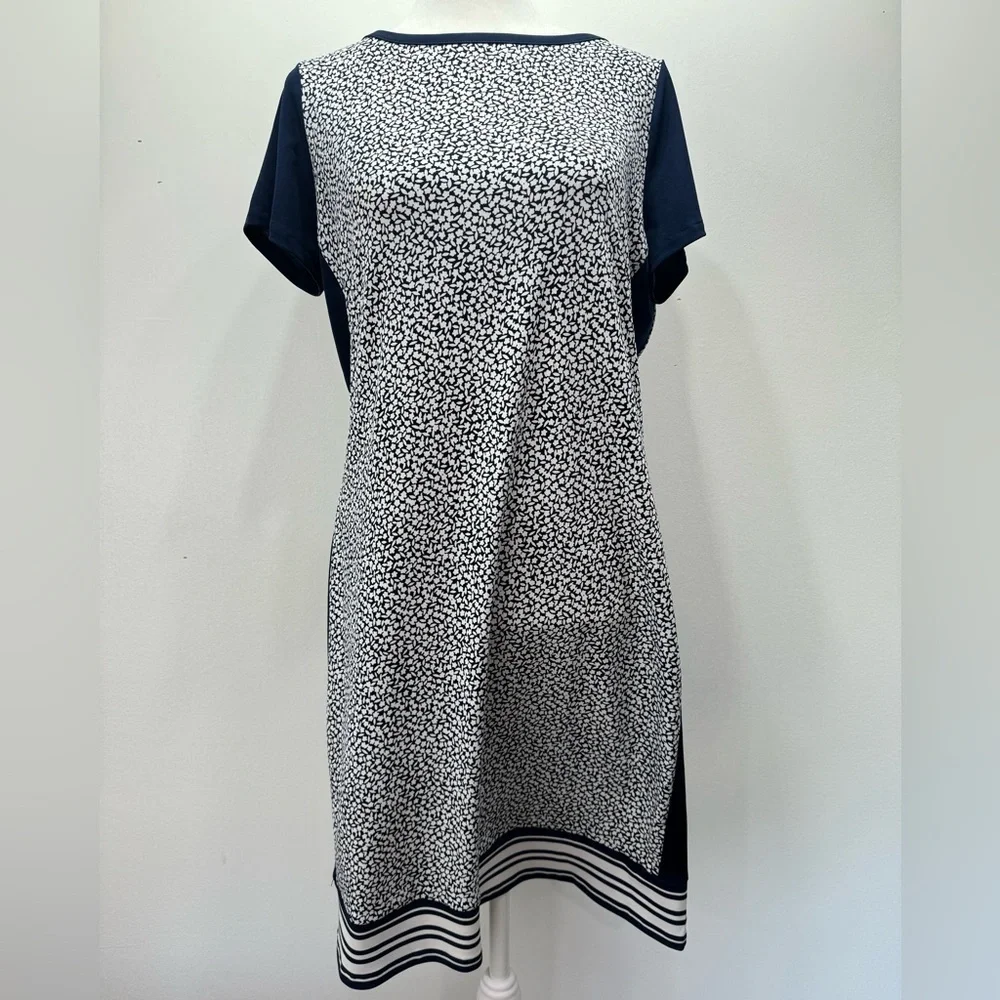 MICHAEL Michael Kors Navy Dainty Floral Cap Sleeve Shift Dress Size Medium